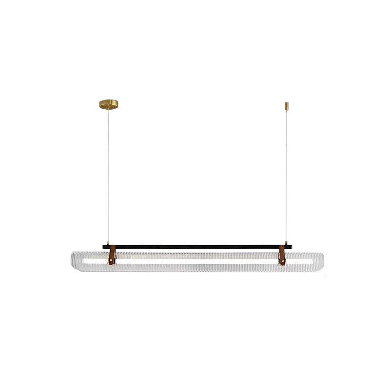 Acrylic Linear Chandelier L 47.2″ x W 3.9″ x H 6.3″/ L 120cm x W 10cm x H 16cm / Gold & Black & Clear / Warm light