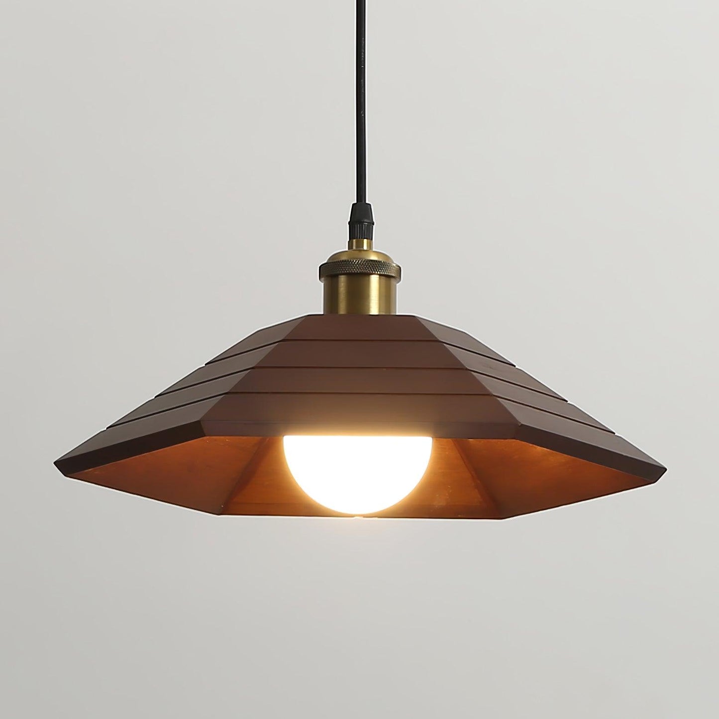 Aeyee Wood Pendant Light Dia 13″ x H 5.9″ / Dia 33cm x H 15cm / Walnut Wood Pendant light