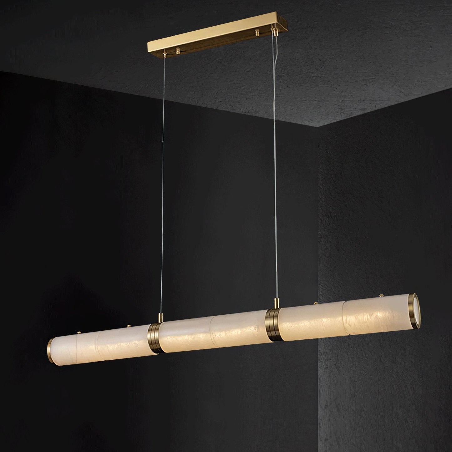 Alabaster Beam Pendant Light Dia 63″ x H 59.1″ / Dia 160cm x H 150cm / Brass & White / Three-Color Changing Light Pendant