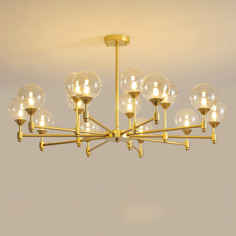 Alessio Globe Chandelier 15 Heads ? 39.4″ x H 21.3″ / Dia 100cm x H 54cm / Brass & Amber Chandelier
