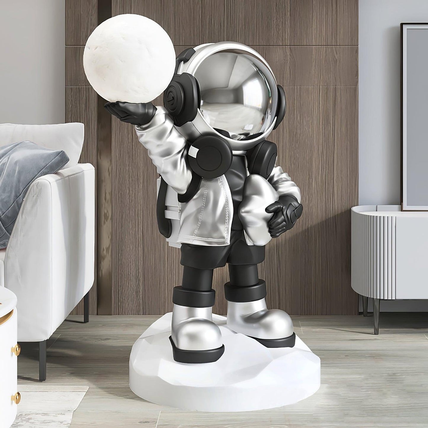 Apollo Astronaut Built-in Battery Floor Lamp Dia 19.6″ x H 29.5″/ Dia 50cm x H 75cm / Chrome Floor lamp