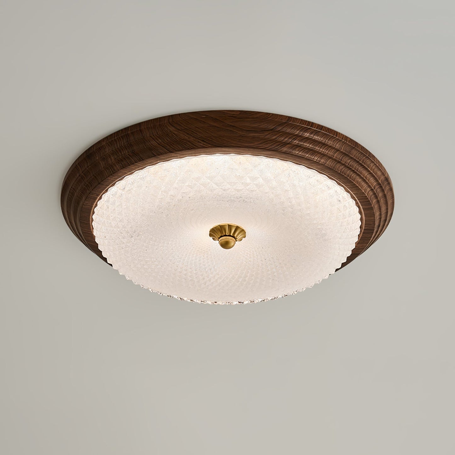 Arlington Ceiling Lamp Dia 13″ x H 3.9″ / Dia 33cm x H 10cm / Walnut & Opaque / Cool Light Ceiling lamp