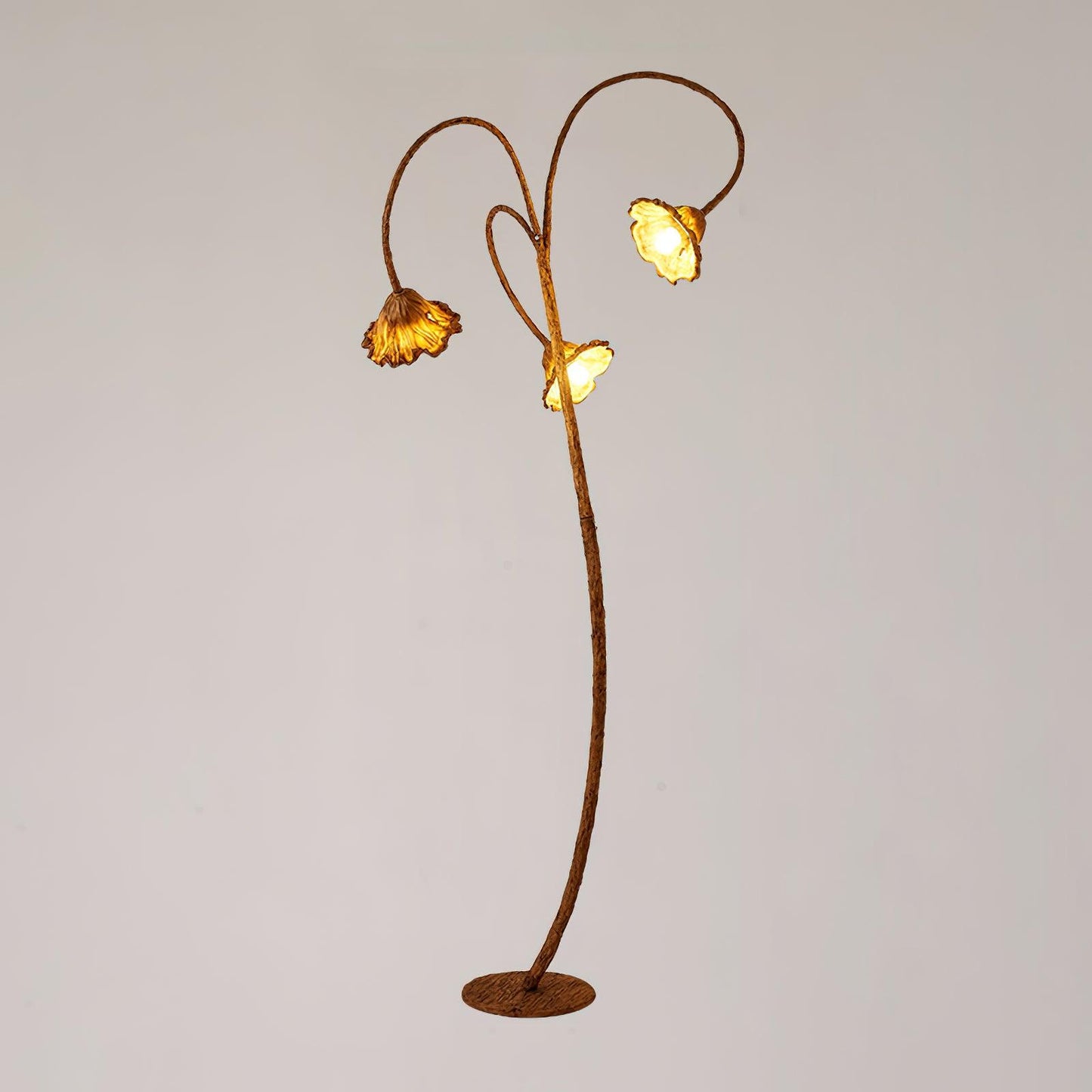 Artistic Lotus Leaf Floor Lamp 3Heads Dia 37.8″ x H 78.7″ / Dia 96cm x H 200cm / Walnut color / US Plug Floor lamp