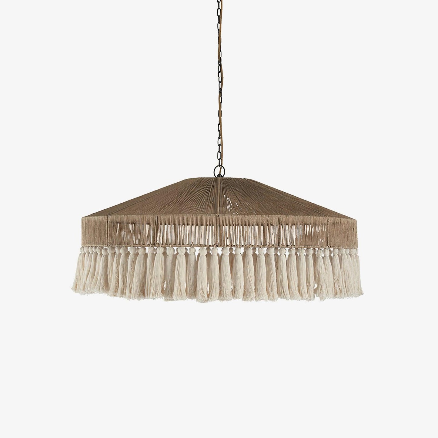 Bohemian Fringe Pendant Lamp Dia 31.4″ x H 13.7″ / Dia 80cm x H 35cm / Light Brown & White Pendant light