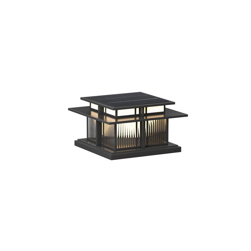 Boilyn Solar Outdoor Pillar Light Model B: L 22″ x W 22″ x H 12.2″ / L 56cm x W 56cm x H 31cm / Solar-Powered Version
