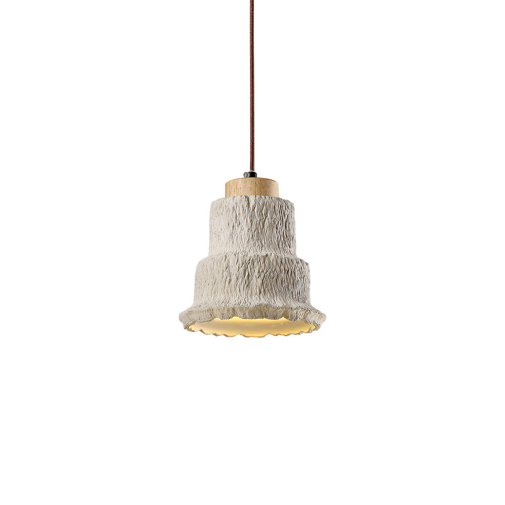 Boulder Pendant Light Dia 6.7″ x H 7.3″ / Yellow Travertine & Wood Color Pendant light