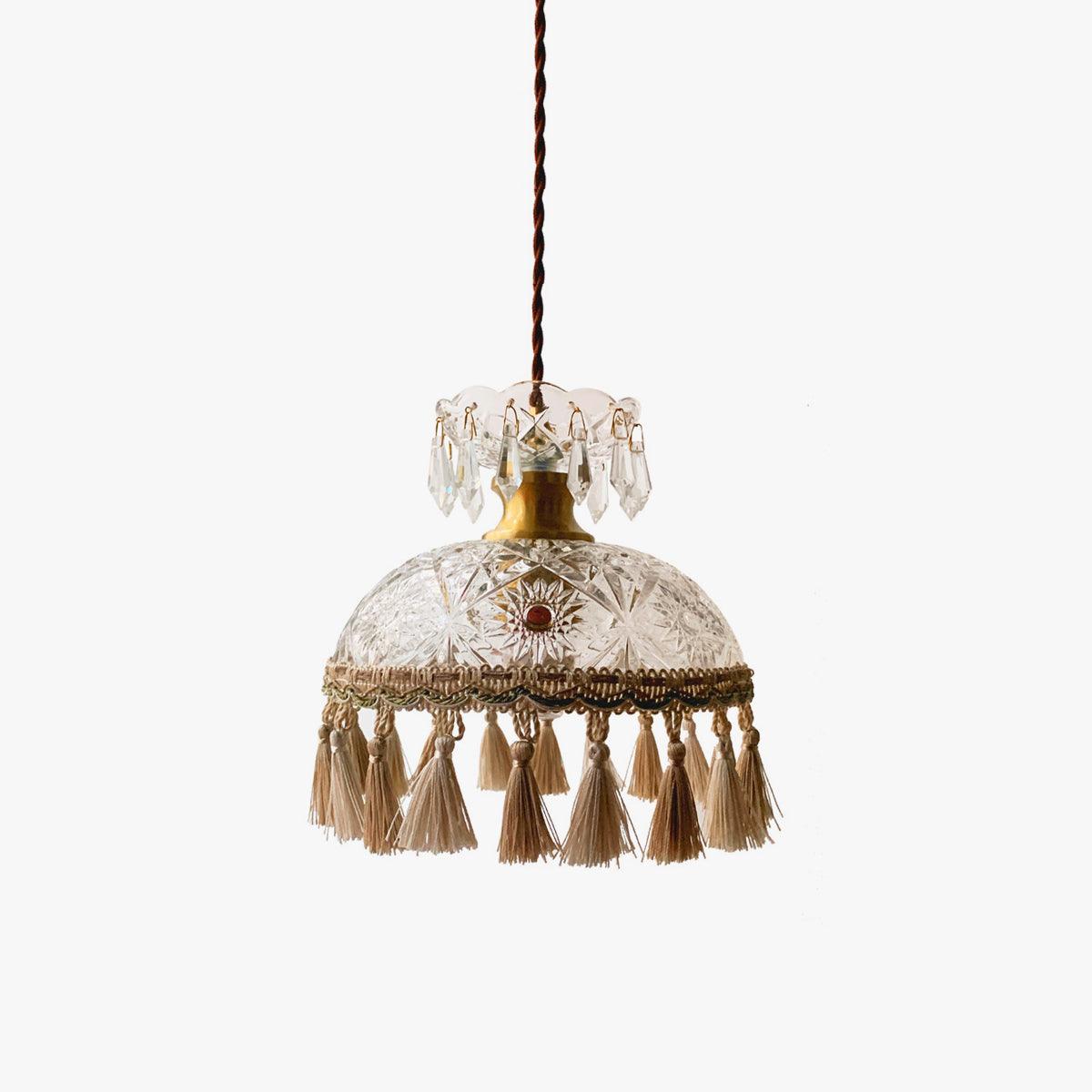 Bowl Tassel Pendant Light Φ 7.9″ x H 7.9″ / Dia 20cm x H 20cm / Clear + Brown Pendant light