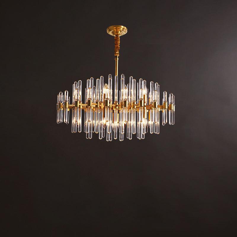 Vintage Antique Brass Chandelier 16heads Dia 31.5″ x H 23.6″ / Dia 80cm x H 60cm / Brass & Clear Crystal Chandelier