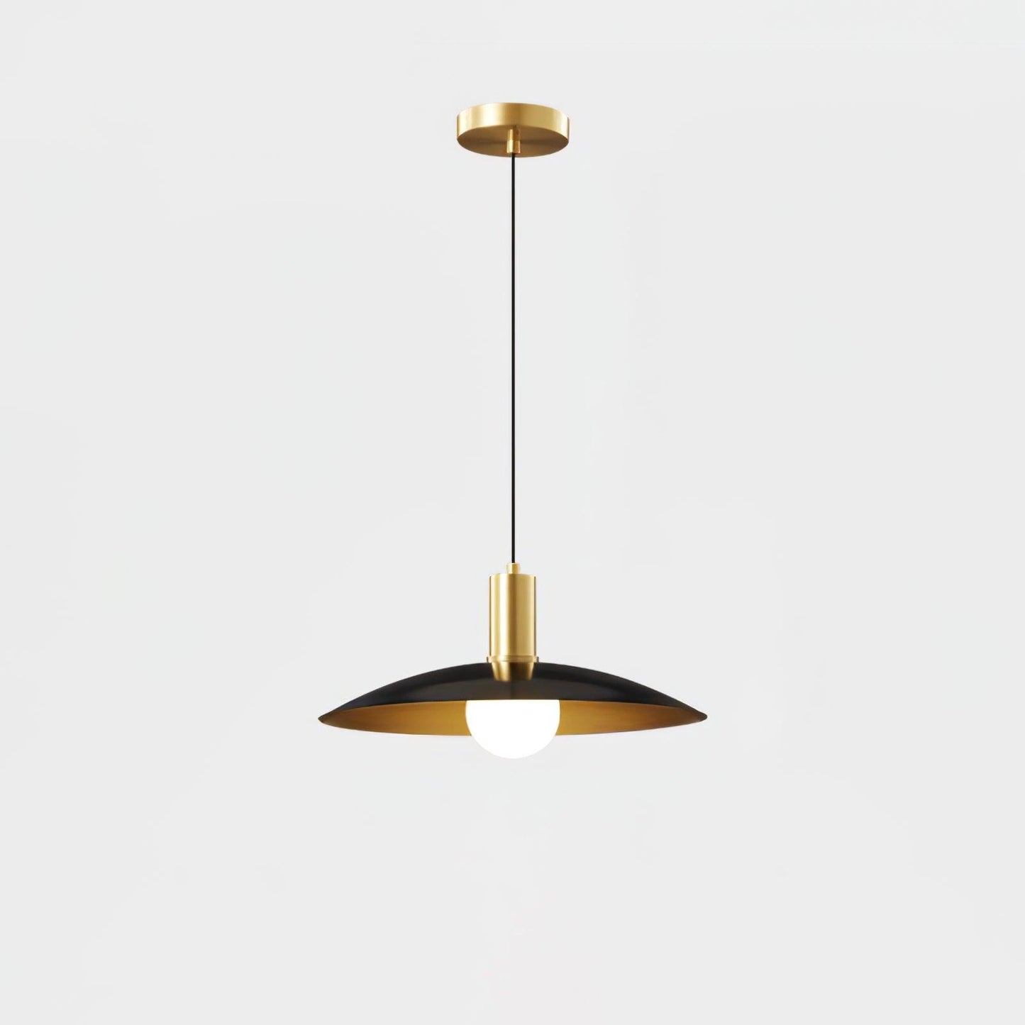 Brass Flared Pendant Lamp Dia 13″ x H 4.7″ / Dia 33cm x H 12cm / Black & Brass Pendant light