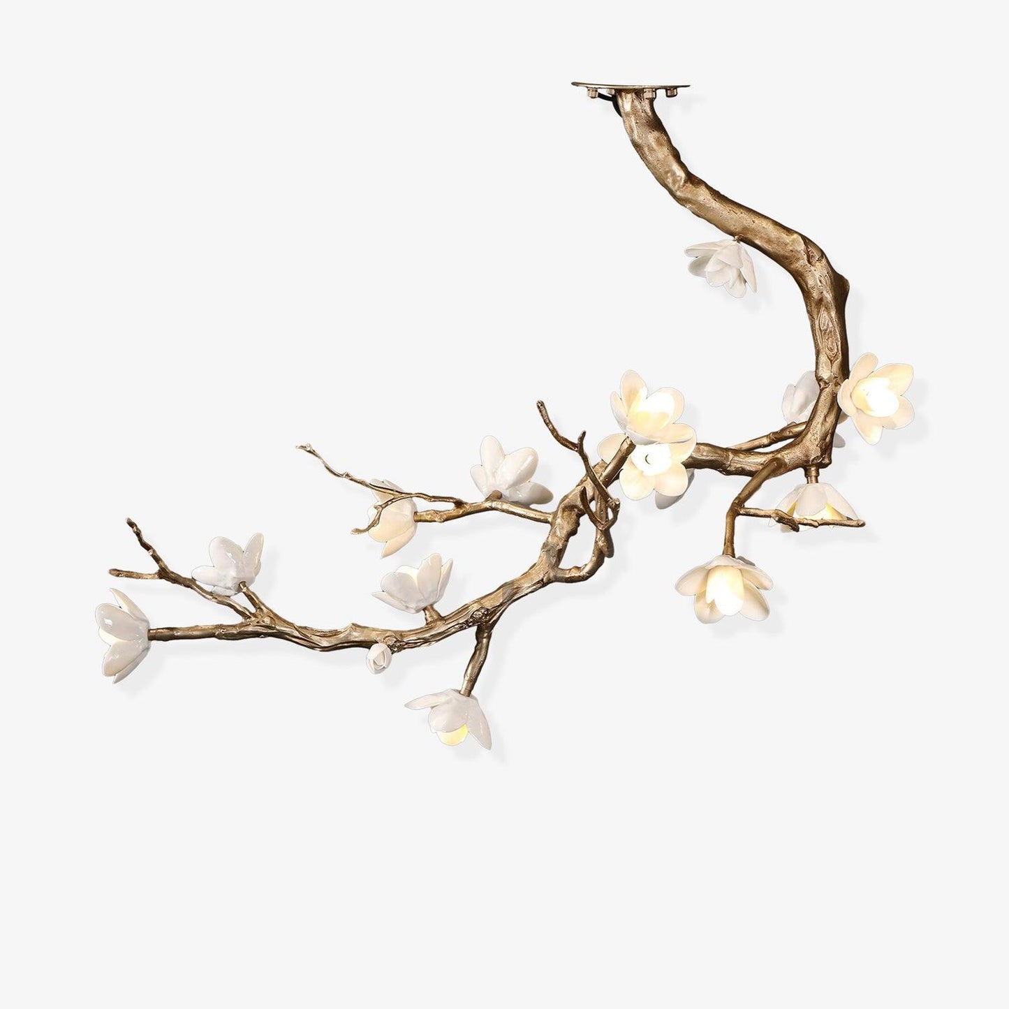 Brass Flower Branch Chandelier L 31.5″ x W 19.7″ x H 25.6″ / L 80cm x W 50cm x H 65cm / Brass Chandelier