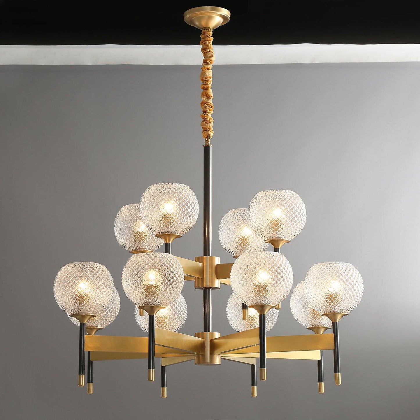 Breton Chandelier 12 heads ? 34.3″ x H 28.3″ / Dia 87cm x H 72cm / Brass Chandelier