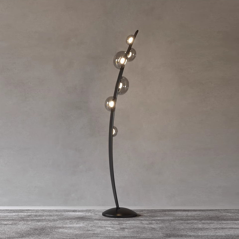 Bubbles Glass Floor Lamp Dia 11.8″ x H 63″ / Dia 30cm x H 160cm / Black & Smoke Grey / US Plug Floor lamp