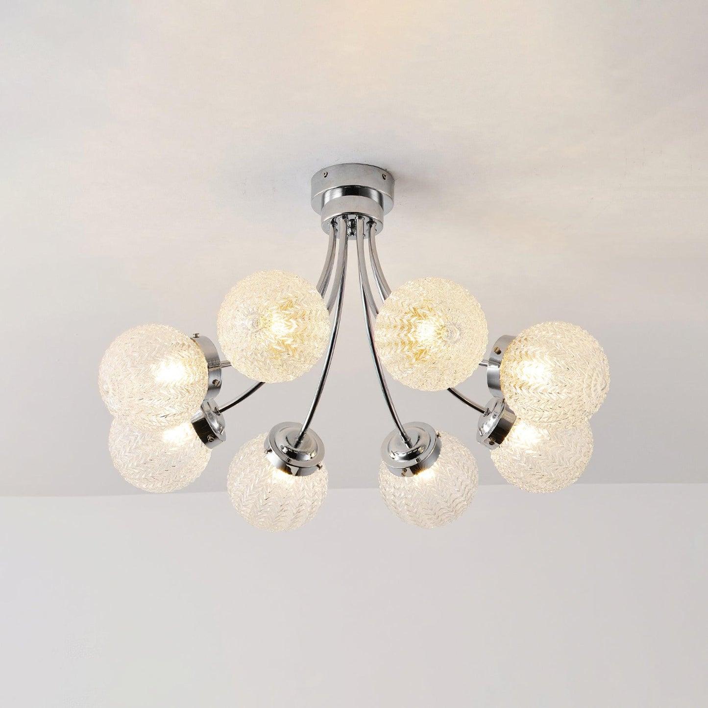 Carved Glass Ceiling Lamp Dia 31.5″ x H 15.7″ / Dia 80cm x H 40cm / Chrome Ceiling lamp