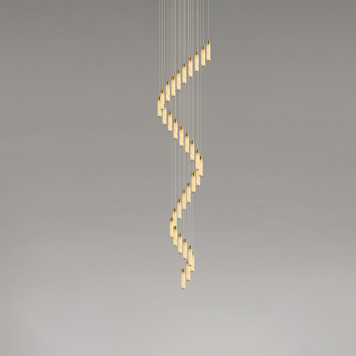 Celestial Alabaster Cascade Chandelier 32 Heads Round canopy Dia 39.4″ x H 118.1″ / Dia 100cm x H 300cm / Brass & White