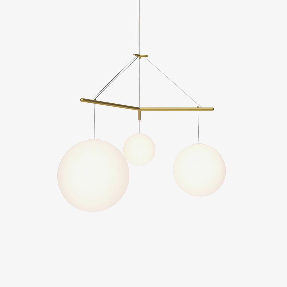 Celestial Orb Trio Pendant Lamp Dia 45.3″ x H 59″ / Dia 115cm x H 150cm / Gold & White Pendant light