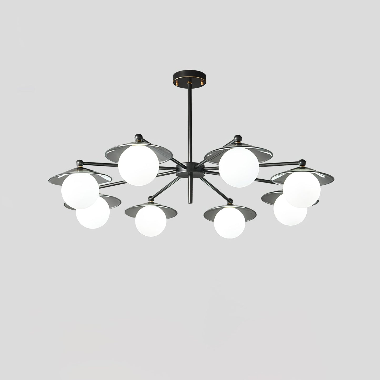 Celestial Saucer Chandelier 8 heads ? 39.4″ x H 19.7″ / Dia 100cm x H 50cm / Black & White Chandelier