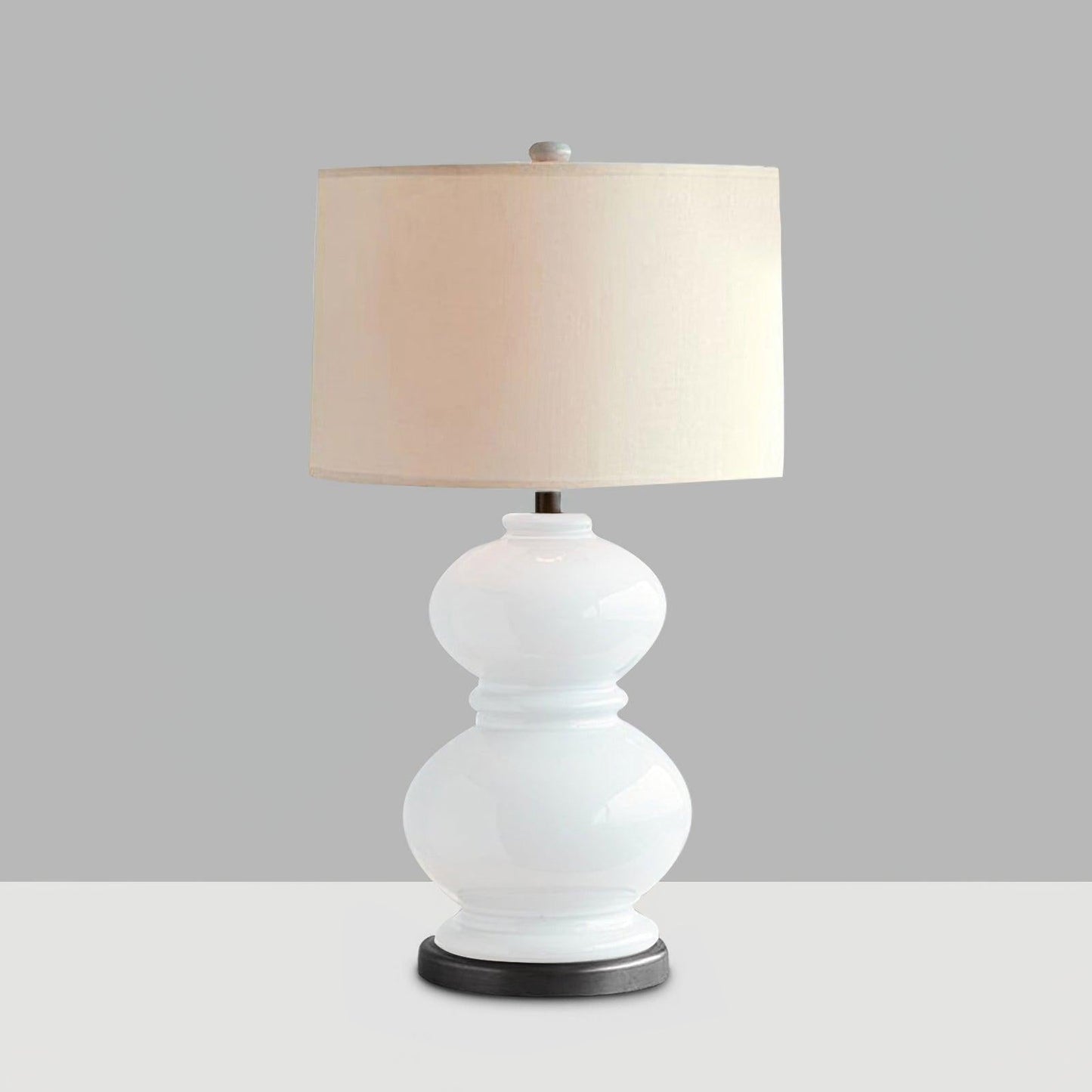 Ceramic Gourd Table Lamp Dia 14.9″ x H 26.7″ / Dia 38cm x H 68cm / White / US plug Table lamp