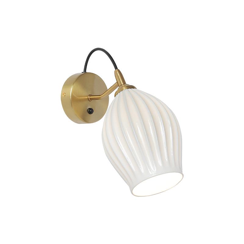 Ceramic Ribbed Wall light Dia 5.3″ x H 11.8″ / Dia 13.5cm x H 30cm / Copper Wall lamp
