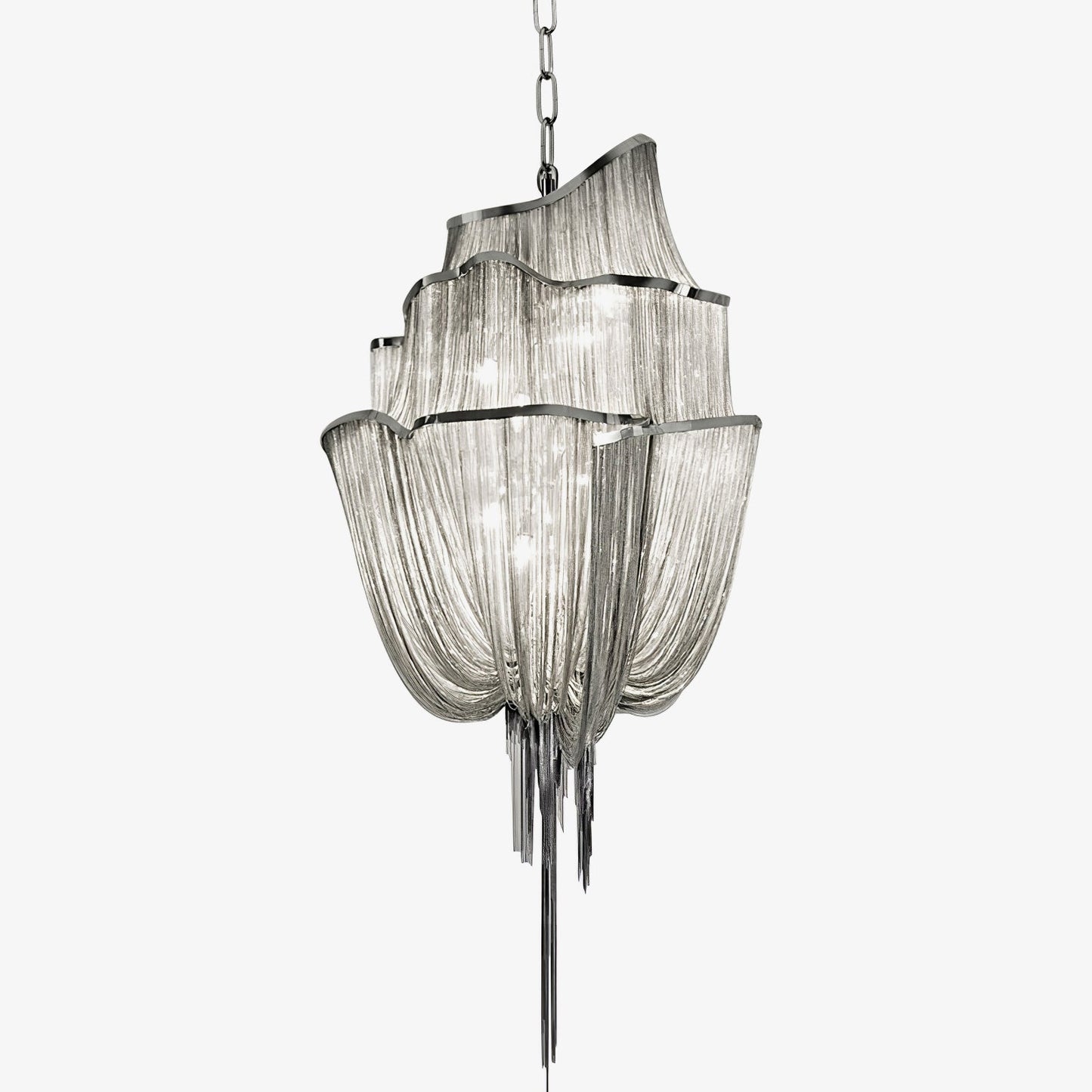 Chains Shimmering Chandelier Three layers Dia 35.4″ x H 66.9″ / Dia 90cm x H 170cm / Silver Chandelier