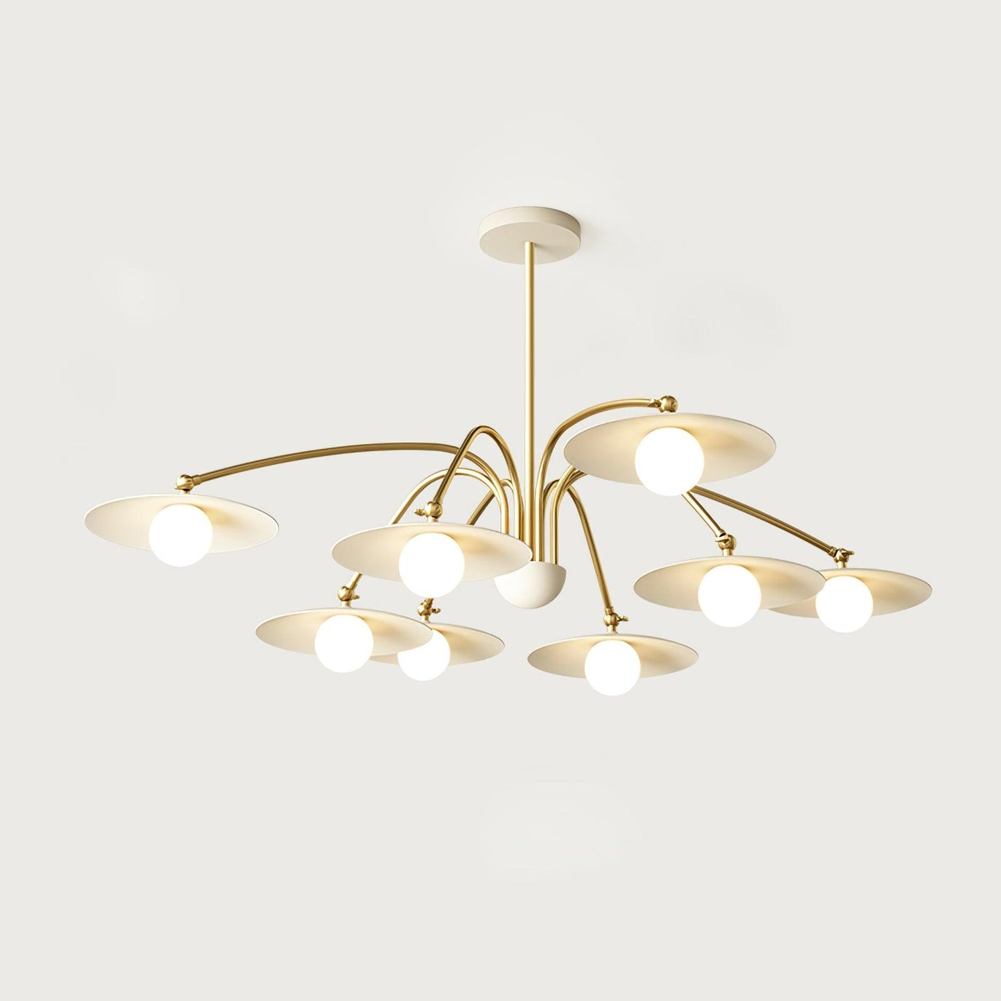 Champignon Chandelier 8 heads ? 43.3″ x H 10.8″ / Dia 110cm x H 27.5cm / Gold & White Chandelier