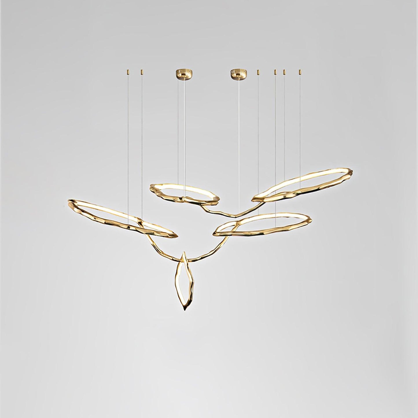 Cloud Rings Series Brass Chandelier Dia 59″ x W 19.7″ x H 23.6″ / Dia 150cm x W 50cm x H 60cm / Brass & White / Warm