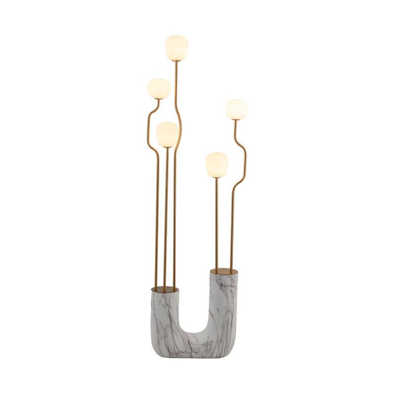 Comet Floor Lamp Dia 18.9″ x H 66.9″ / Dia 48cm x H 170cm / White + Gold / US plug Floor lamp