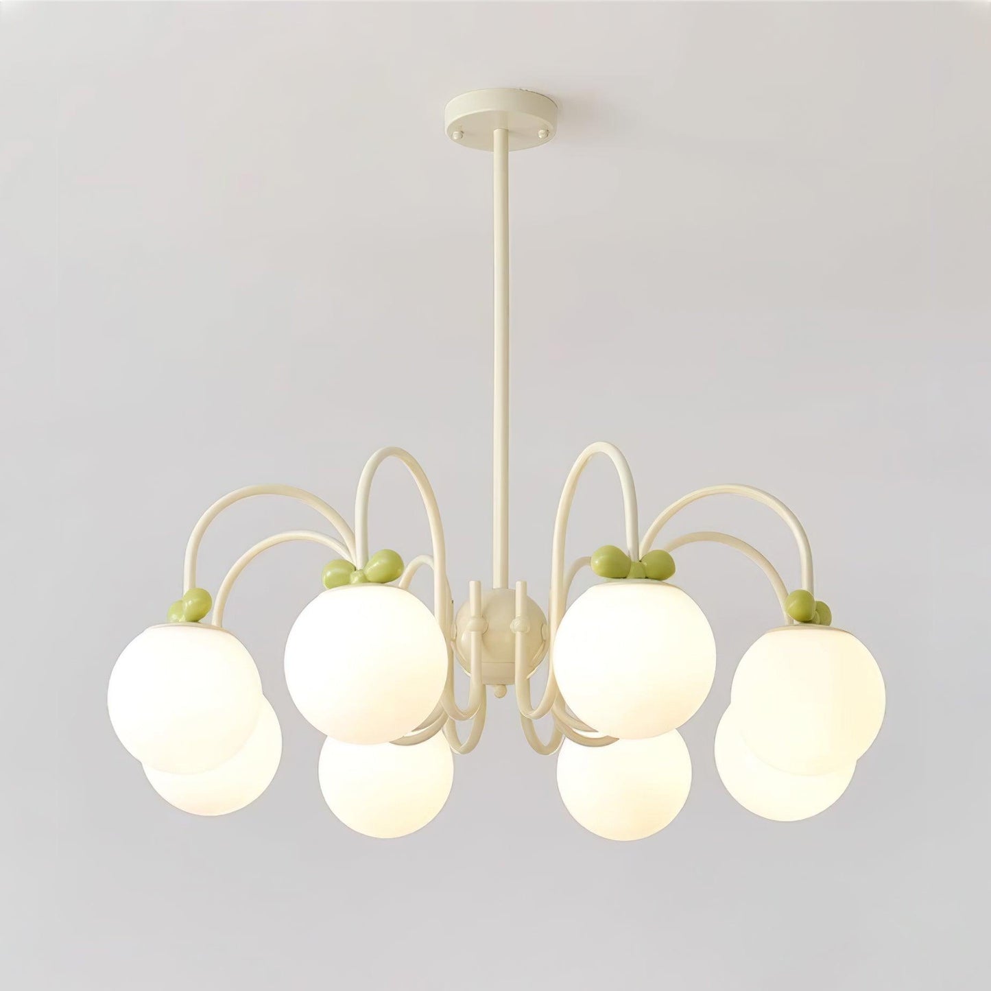 Cream Cherry Chandelier 8 heads ? 31.5″ x H 15.7″ / Dia 80cm x H 40cm / Creamy & White glass Chandelier