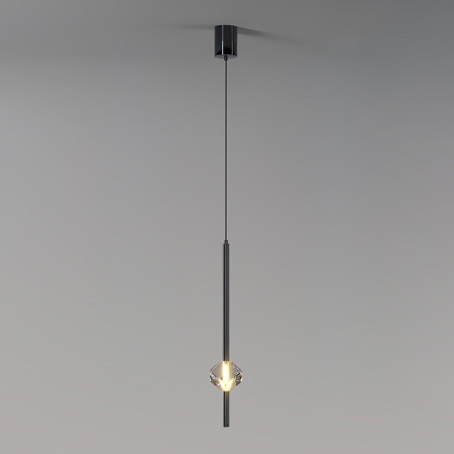 Crystal LED Pendant Lamp Crystal downwards Dia 3.9″ x H 59″ / Dia 10cm x H 150cm / Black & Clear / Neutral Light Pendant