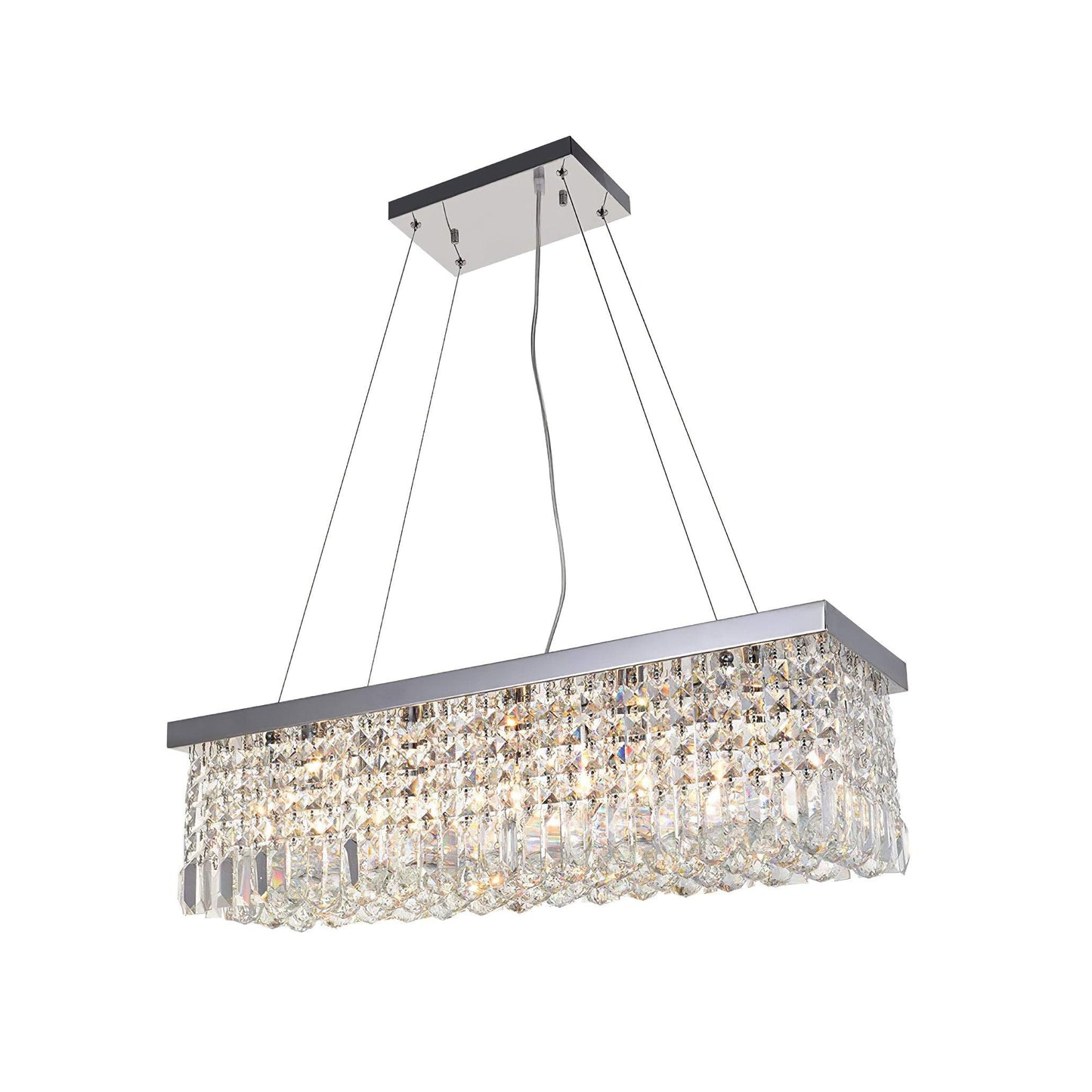 Crystal Raindrop Chandelier L 47.2″ x H 7.4″/ L 120cm x H 19cm / Chrome Chandelier