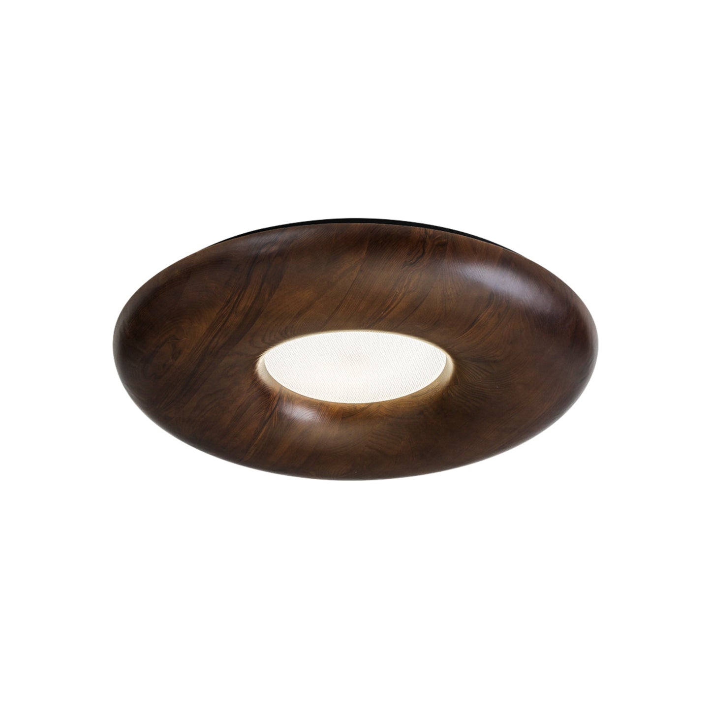 Donut Wood Ceiling Light ? 31.5’’ x H 4.3’’ / Walnut Color / Warm Light Ceiling lamp
