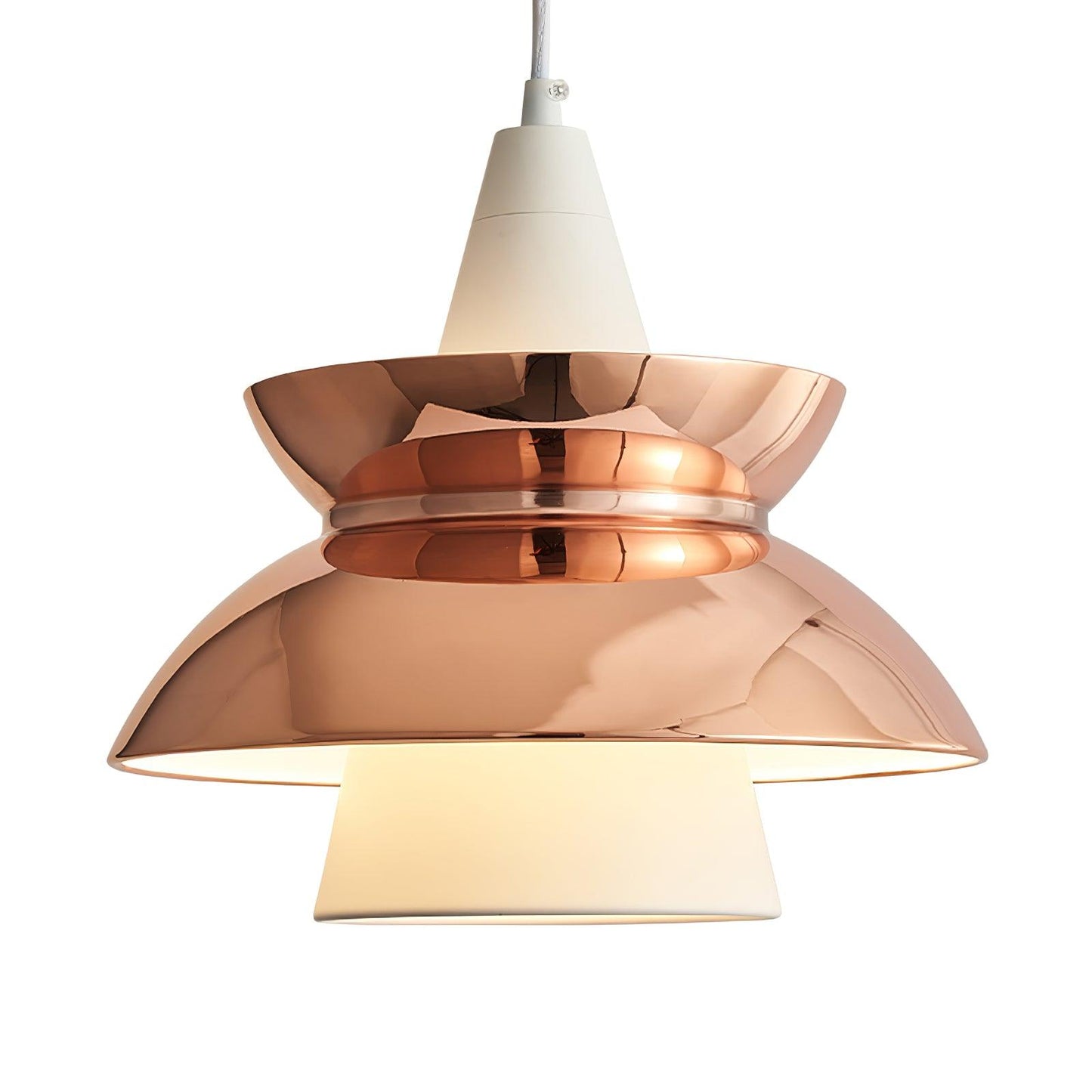 Doo Wop Pendant Lamp ? 11.2″ x H 10.4″ / Dia 28.5cm x H 26.5cm / Rose Gold & White Pendant light