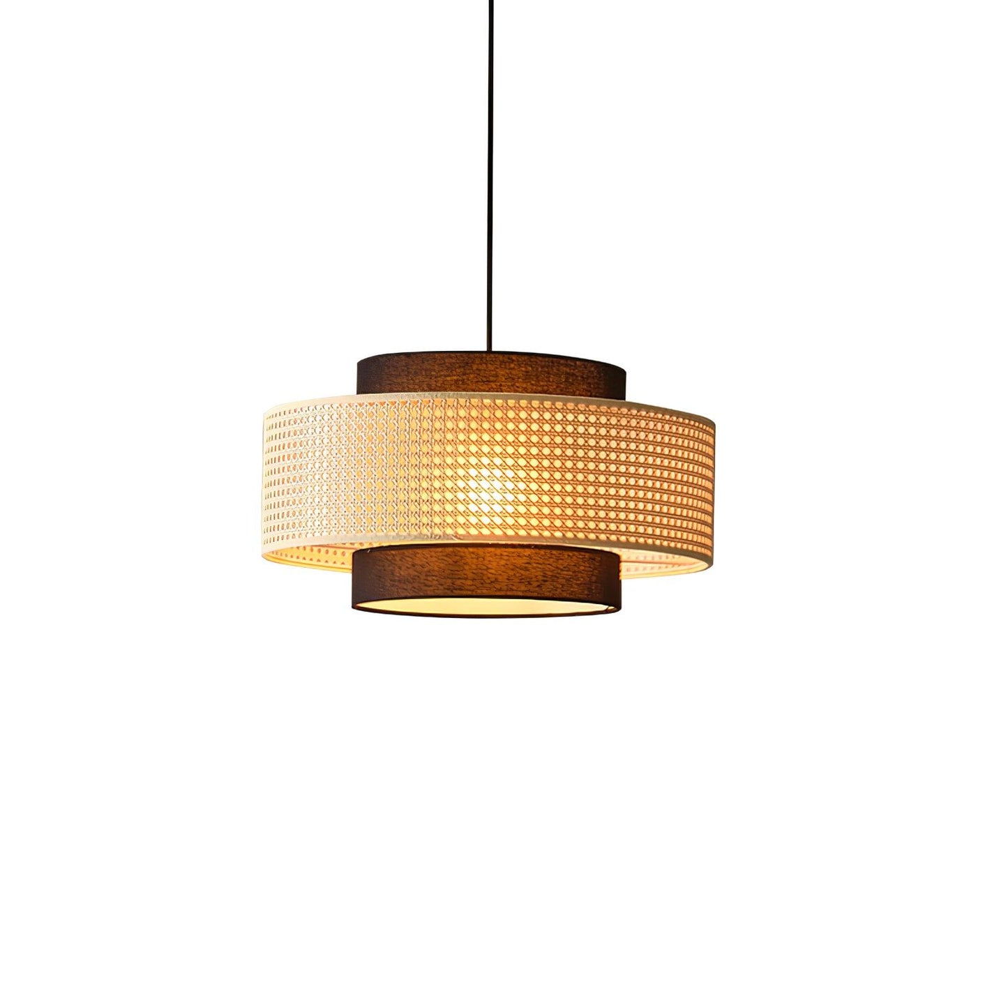 Drum Shade Pendant Light ? 31.5″ x H 16.5″ / Dia 80cm x H 42cm / Black & Natural rattan Pendant light