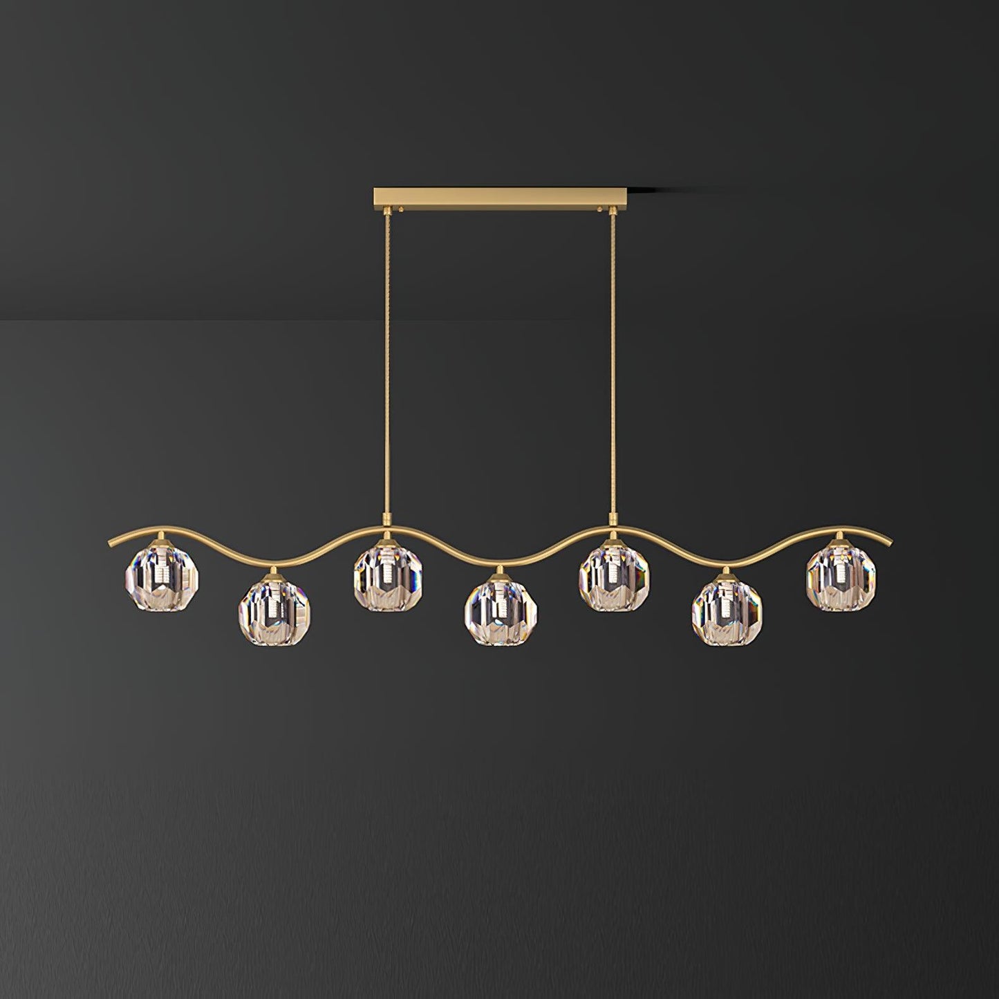 Eara Crystal Chandelier ? 46.4″ x H 5.1″ / L 118cm x H 13cm / Brass Chandelier
