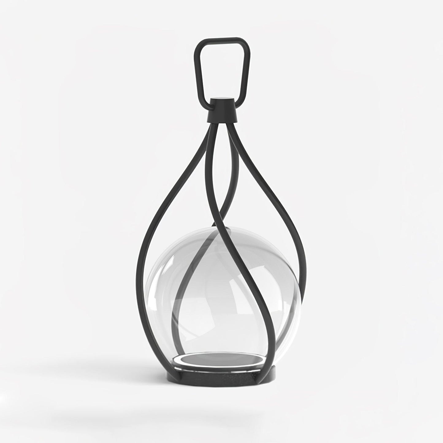 Eclisse Orb Lantern Rechargeable Table lamp Dia 3.9″ x H 9.8″ / Dia 10cm x H 25cm / Black & Clear Glass / Warm Light