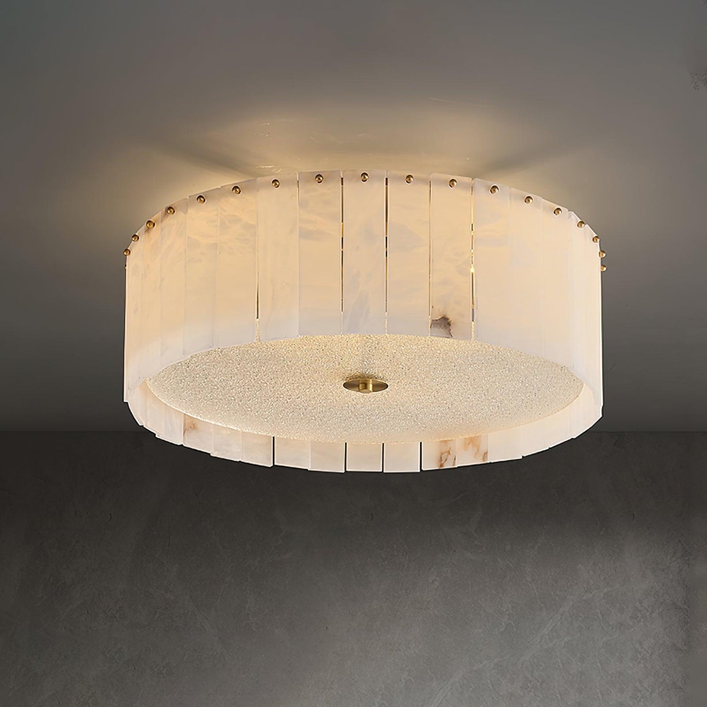 Elysian Alabaster Ceiling Lamp Dia 23.6″ x H 8.3″ / Dia 60cm x H 21cm / Brass & White Ceiling lamp