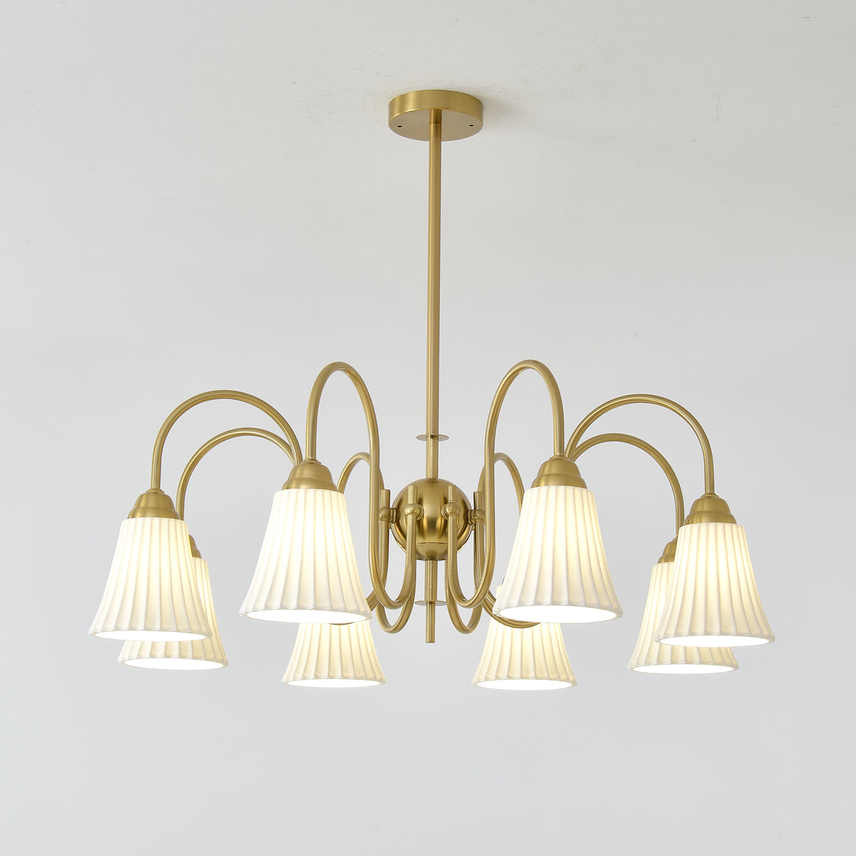Esther Chandelier 8 heads Dia 33.5″ x H 18.9″ / Dia 85cm x H 48cm / Copper plated Chandelier