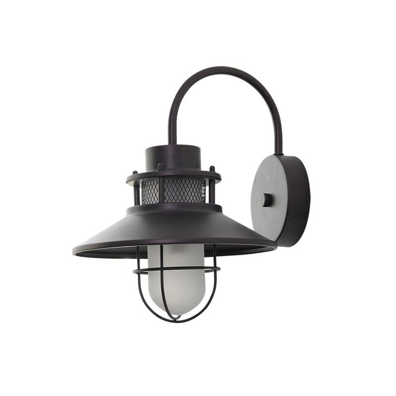 Felix Outdoor Wall Lamp Dia 9.8″ x W 11.4″ x H 12.6″ / Dia 25cm x W 29cm x H 32cm / Coffee gold & Frosted glas Outdoor