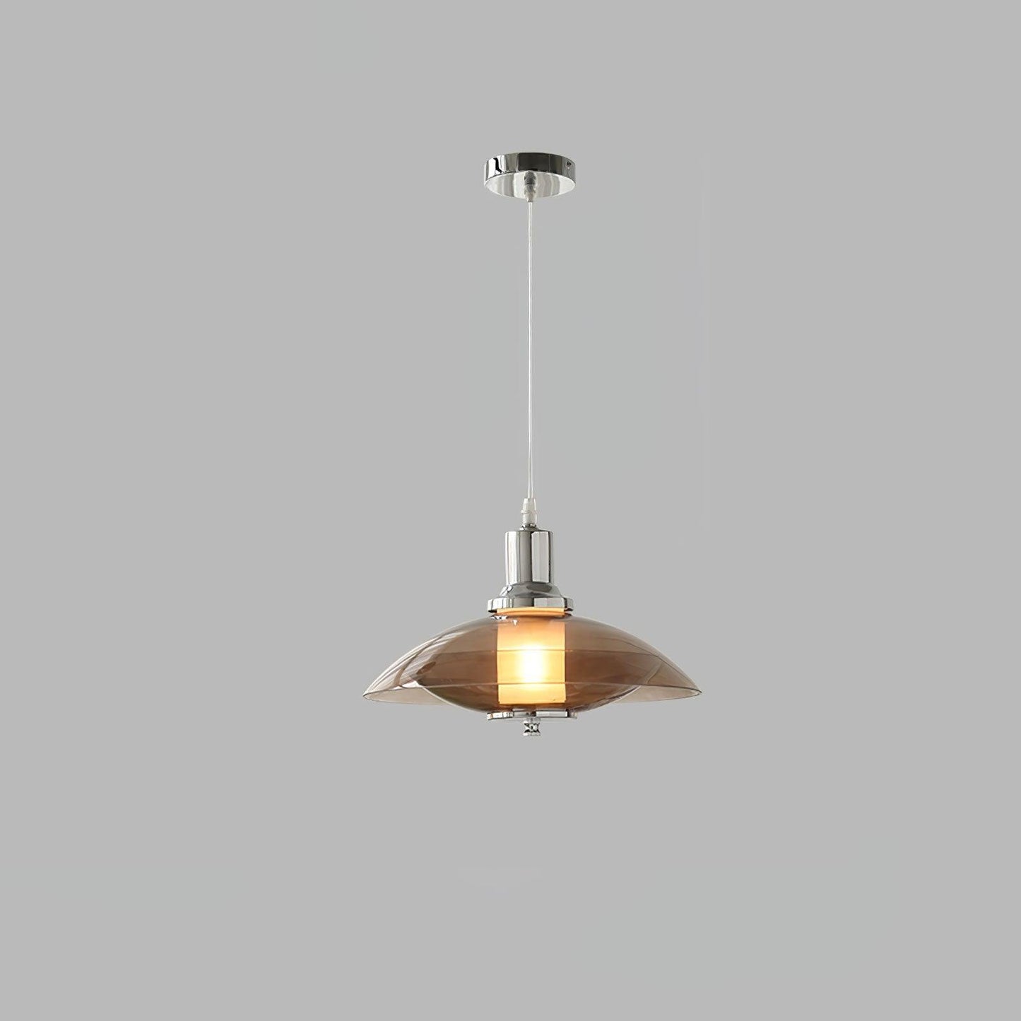 Flying Saucer Chrome Pendant Light Model B Dia 11.8″ x H 11.8″ / Dia 30cm x H 30cm / Chrome & Amber Pendant light