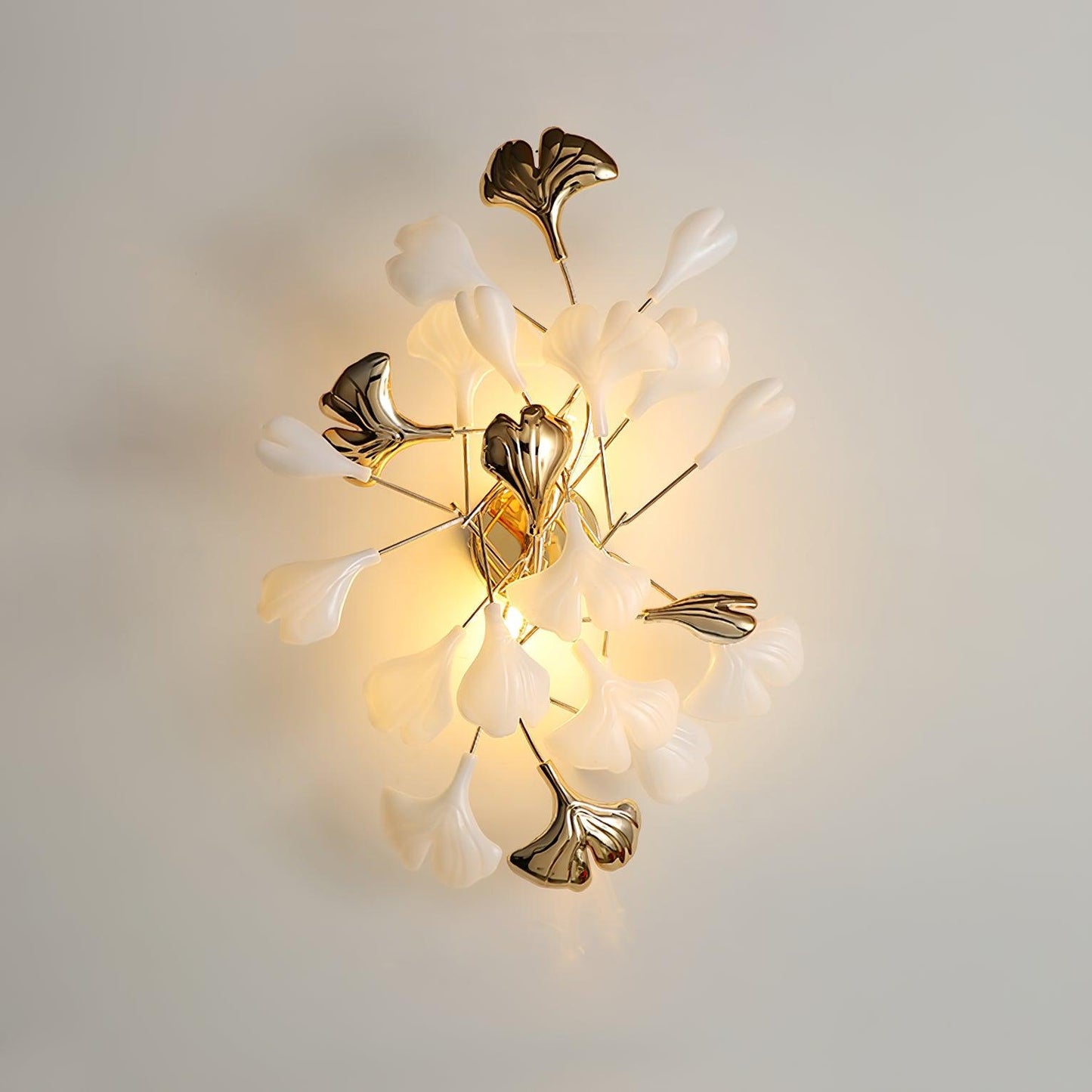 Gingko Wall Lamp Dia 15.7″ x H 23.6″ / Dia 40cm x H 60cm / Gold + White Wall lamp