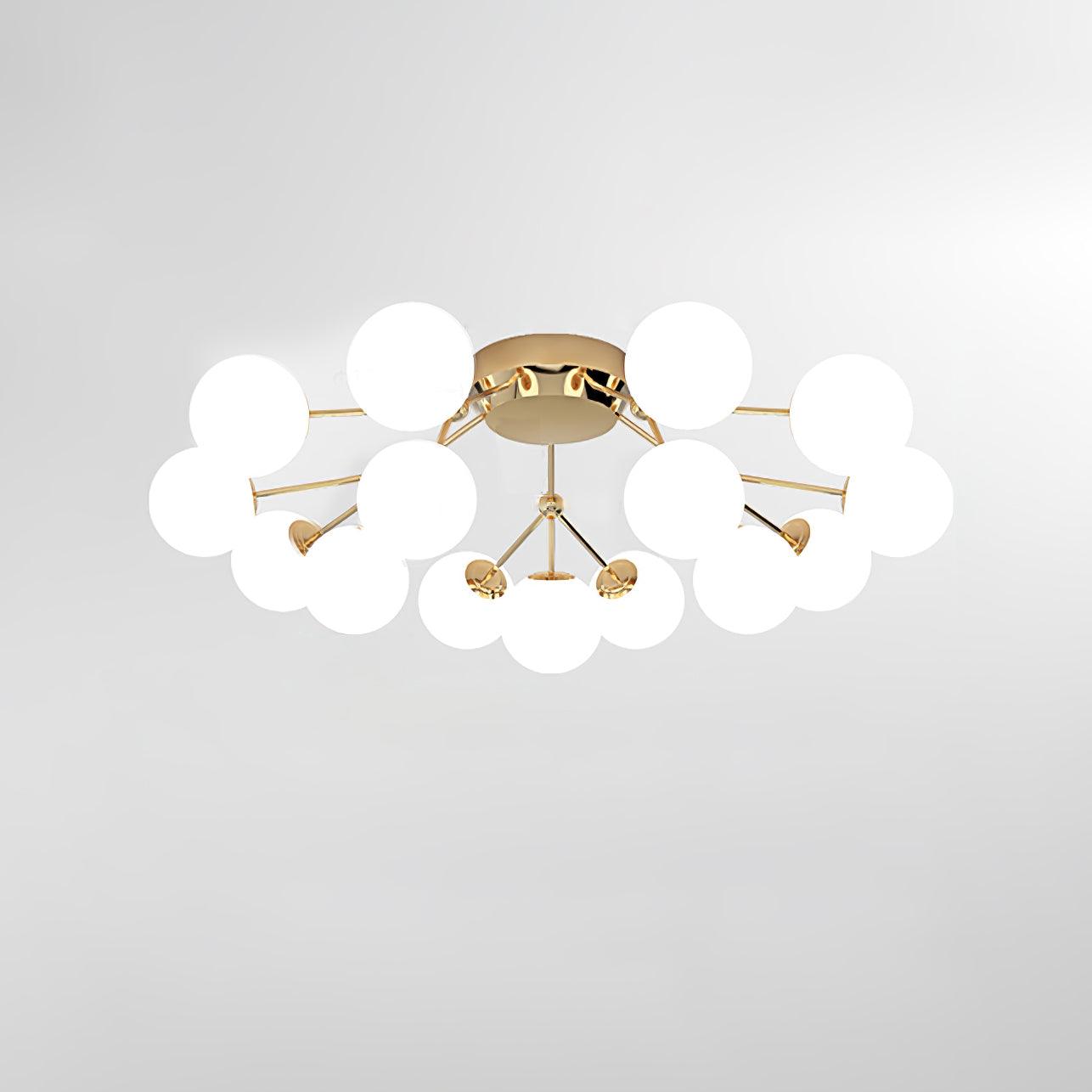 Glass Balls Cluster Ceiling Lamp 15 Lamps ? 43.3″ x H 16.9″ / Dia 110cm x H 43cm / Gold & White Ceiling lamp