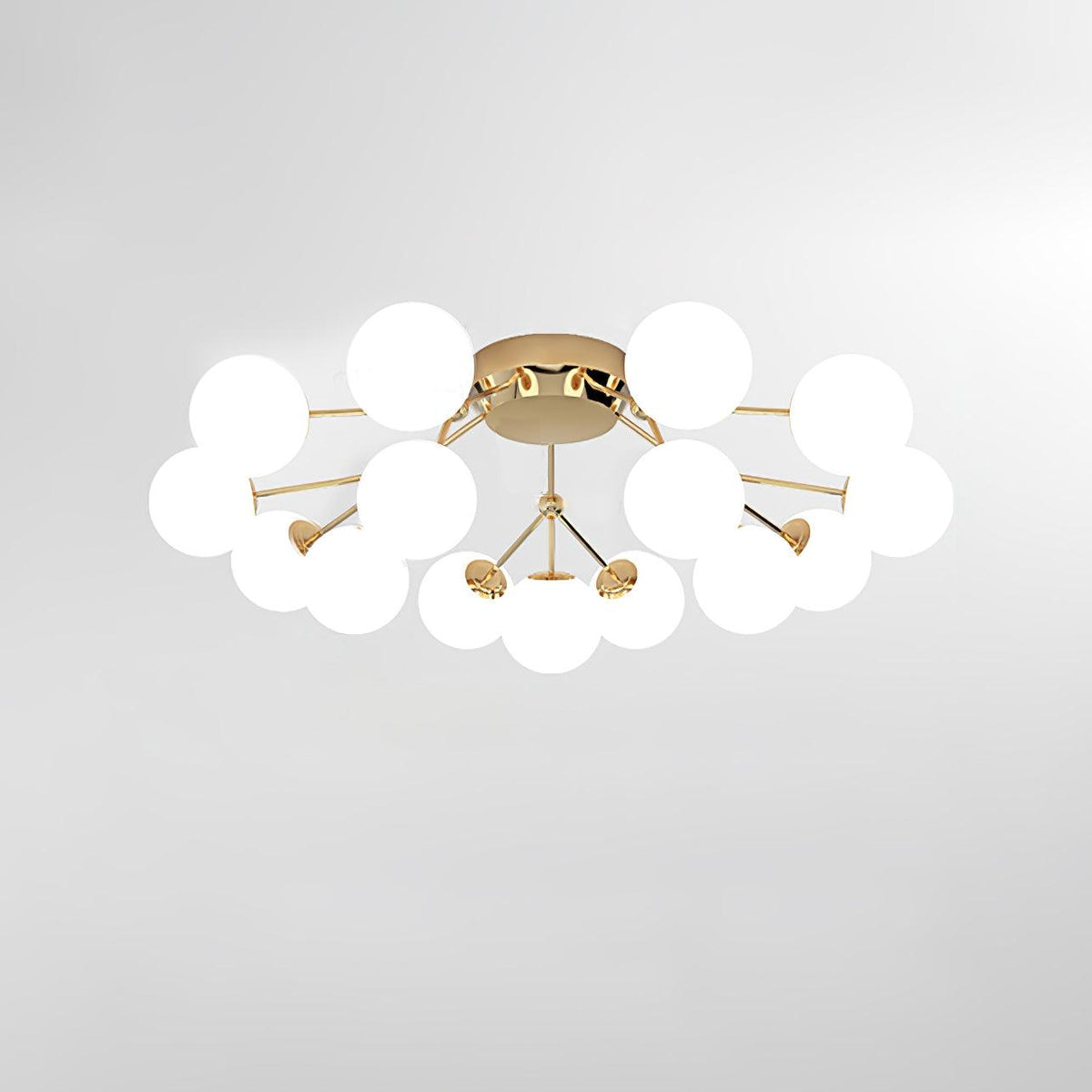 Glass Balls Cluster Ceiling Lamp 15 Lamps Dia 43.3″ x H 16.9″ / Dia 110cm x H 43cm / Gold & White Ceiling lamp