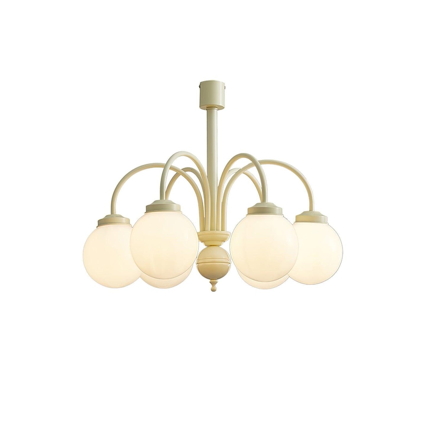 Cream Glass Sphere Chandelier 6 heads Dia 27.6″ x H 19.7″ / Dia 70cm x H 50cm / Creamy & White Chandelier