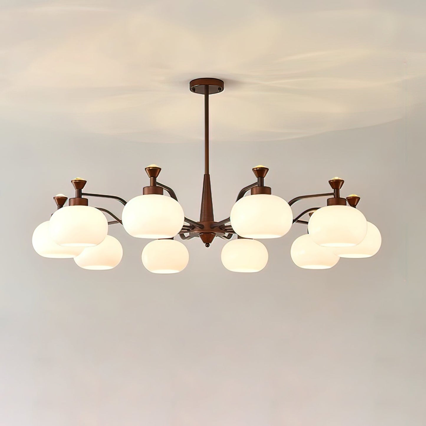 Globe Spotlight Chandelier 10 heads ? 45.2″ x H 21.7″ / Brown & White Chandelier