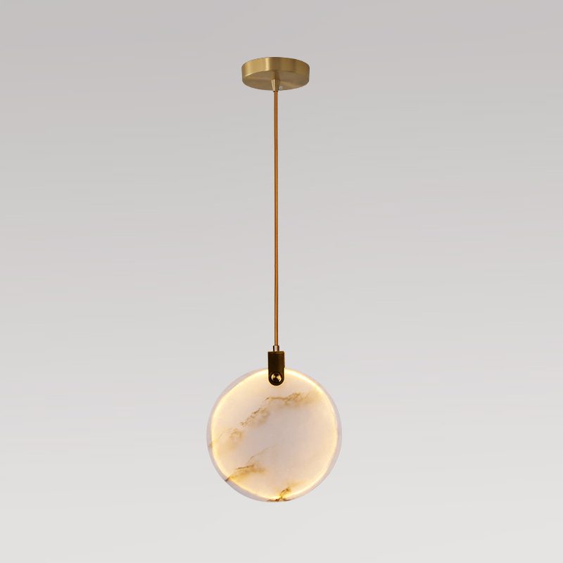 Harvest Alabaster Pendant Lamp Medium Dia 9.8″ x H 9.8″ / Brass & White / Warm Light Pendant light