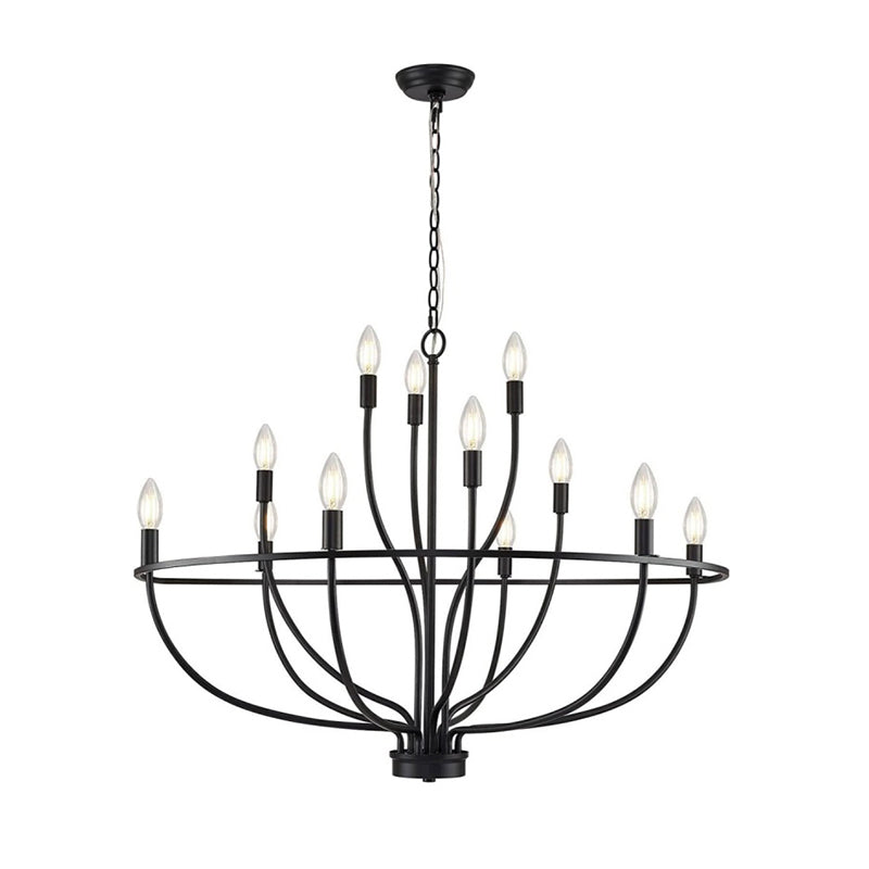 Greyson Chandelier 12 Heads Dia 35.4″ x H 19.7″/ Dia 90cm x H 50cm / Black Chandelier