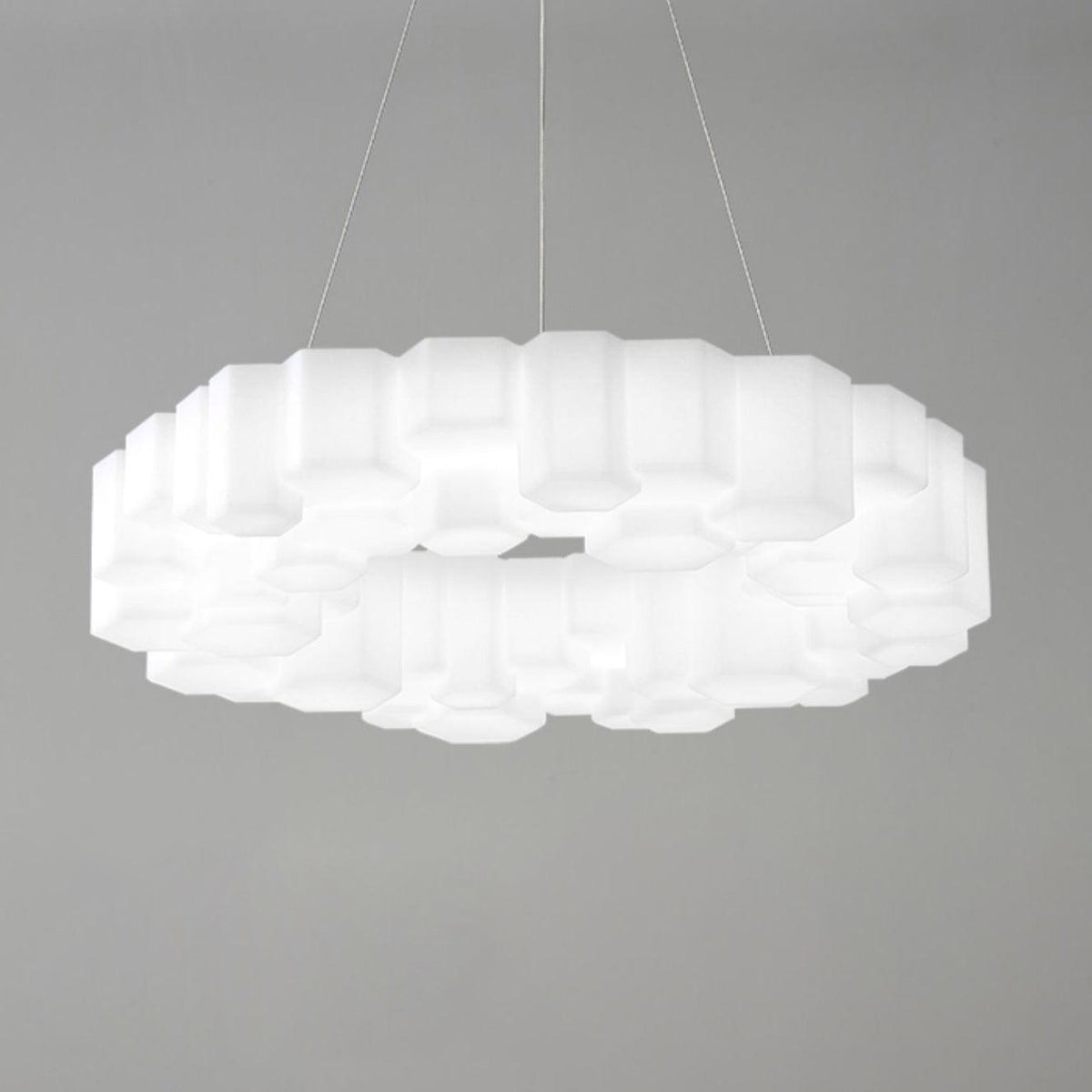 Honeycomb Chandelier Dia 19.7″ x H 5.9″ / Dia 50cm x H 15cm / White / Cool White Chandelier