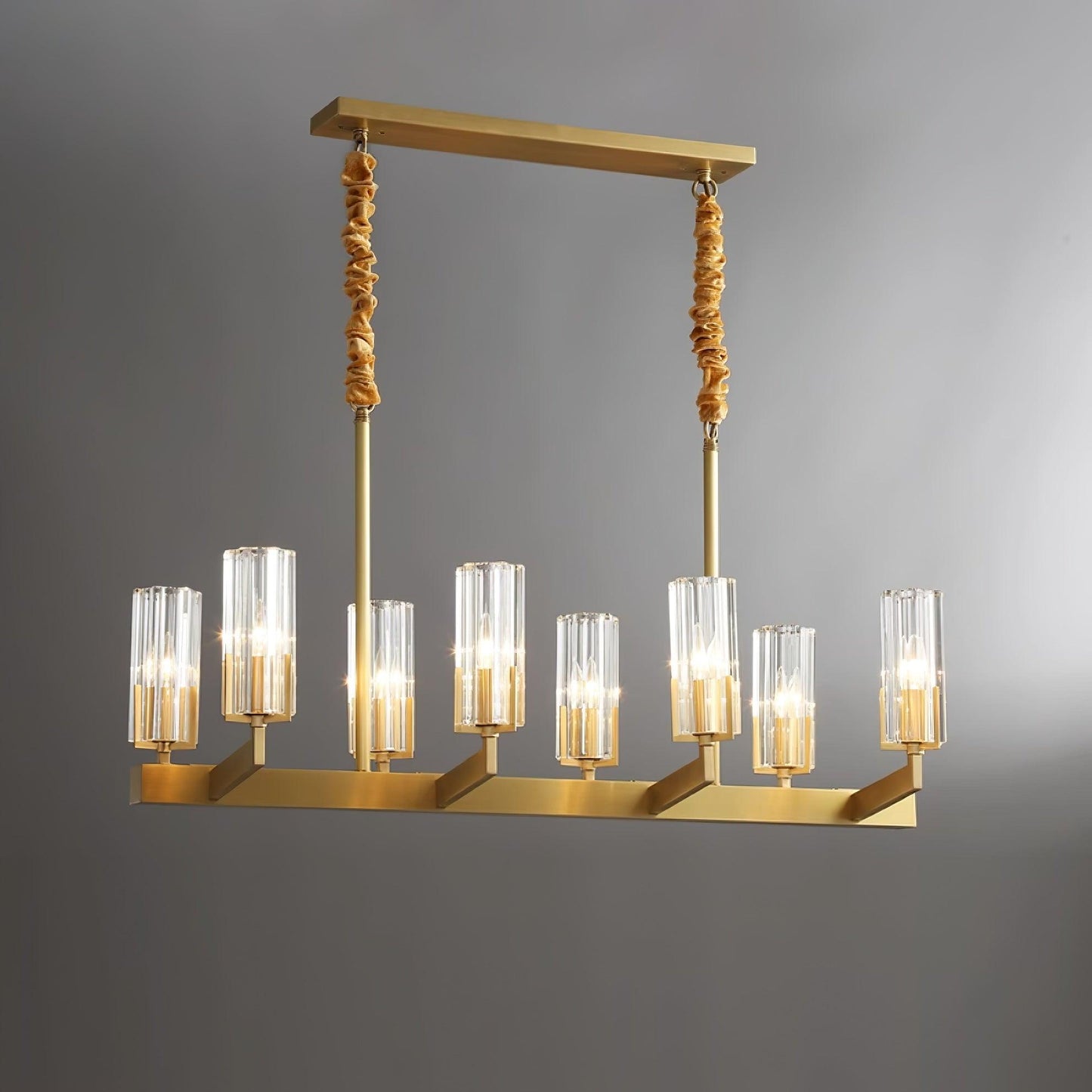 Kayla Brass Chandelier 8 heads L 37″ x H 22.4″/ L 94cm x H 57cm / Brass & Clear Chandelier