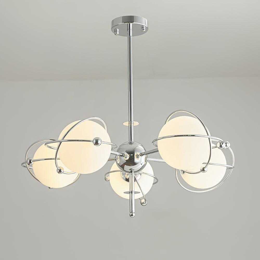 Kittelson Chandelier 5 Heads ? 29.5″ x H 17.7″ / Dia 75cm x H 45cm / Chrome & White Chandelier