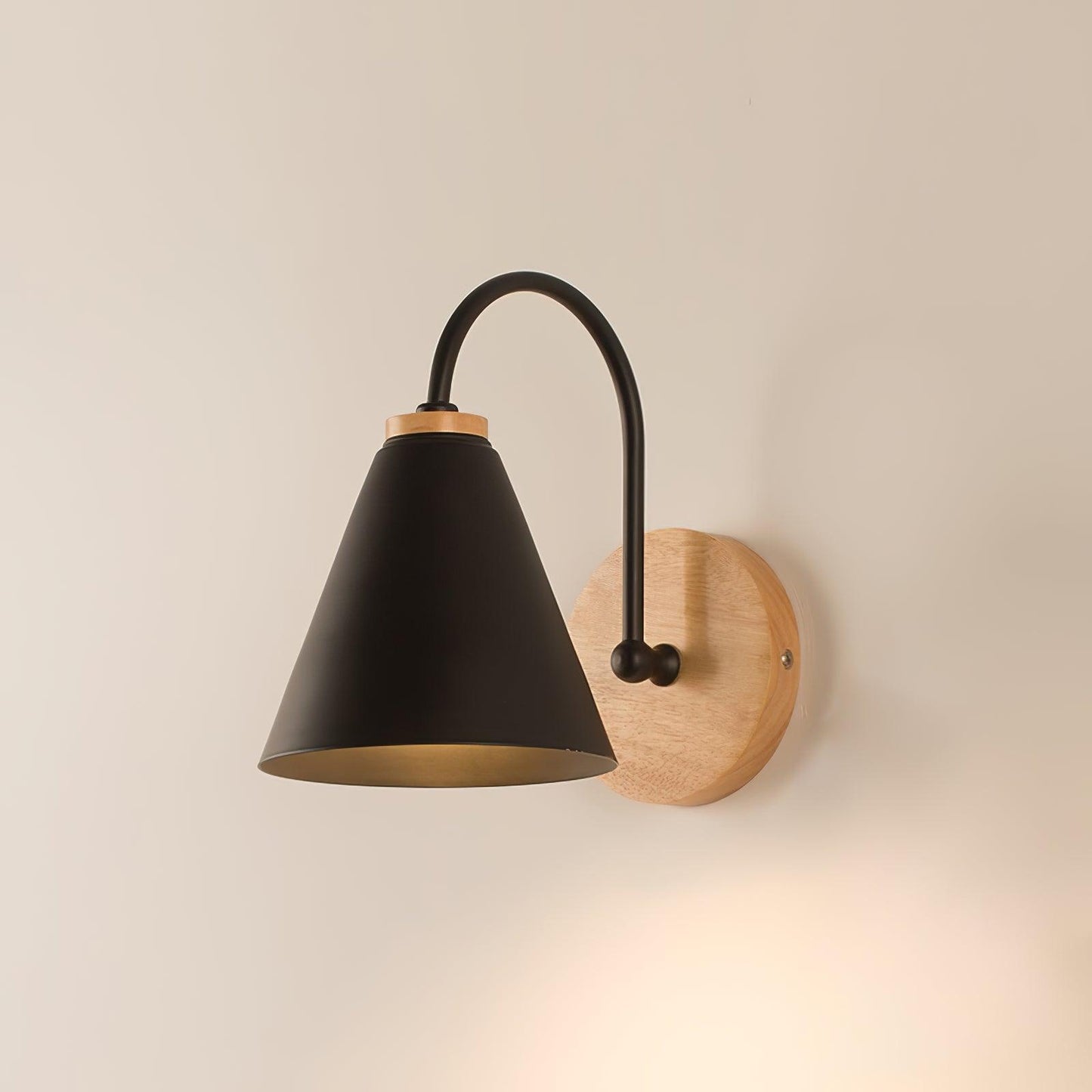 Kona Nordic Wall Lamp ? 5.9″ x H 9.4″ / Dia 15cm x H 24cm / Wooden & Black Wall lamp