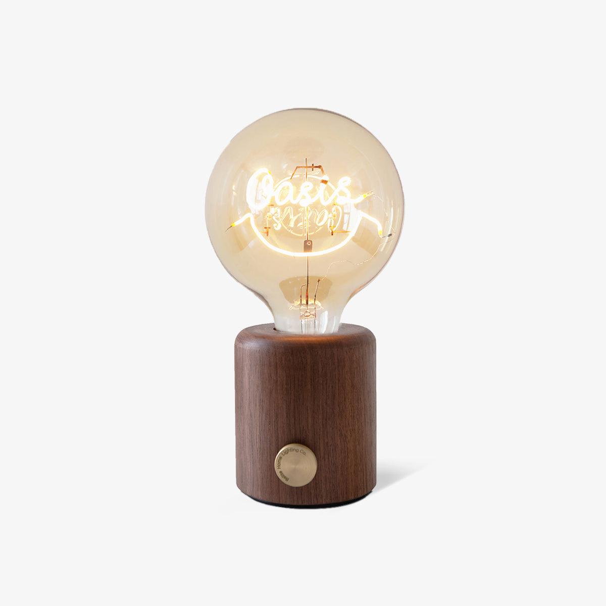 Kuitt Smiley Built-in Battery Table Lamp Dia 4.9″ x H 9.4″ / Dia 12.5cm x H 24cm / Walnut & Transparent / USB Table lamp